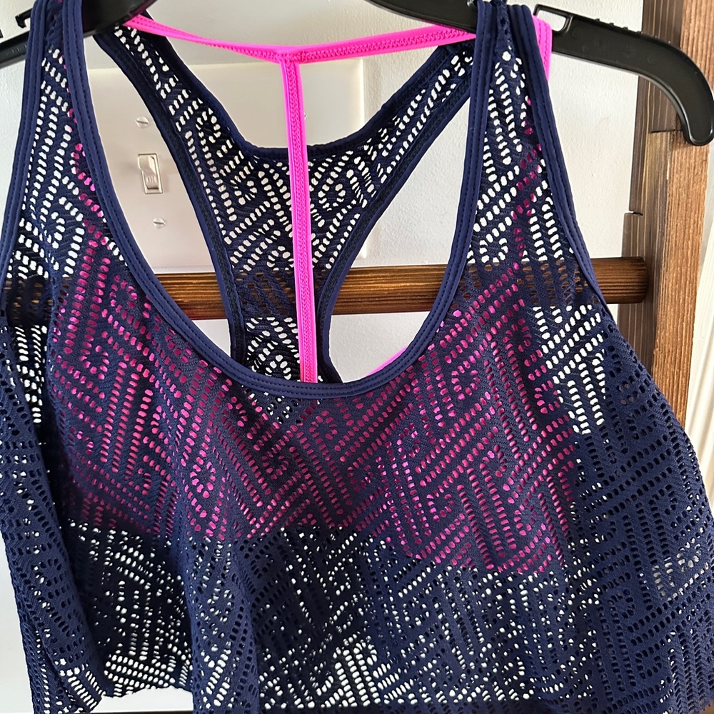 True Craft Navy and Pink Bikini Top